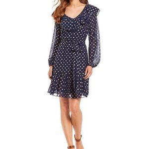 NEW Michael Kors Belted Tie Waist Ruffle Dress